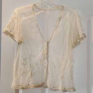 BEAUTIFUL LT. TAN SHEER SHRUG WITH ACCENTS